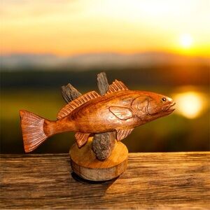 Hand carved wood red fish (red drum)
